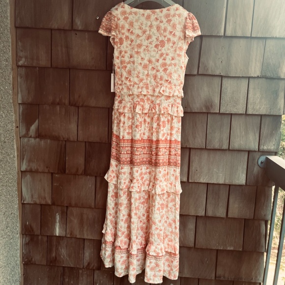 A Collective Story Anthropologie Piper Peach Floral Tiered Maxi Summer Dress S L - Picture 14 of 17